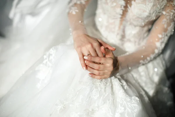 Engagement Ring Bride Finger Wedding Preparations — Foto de Stock