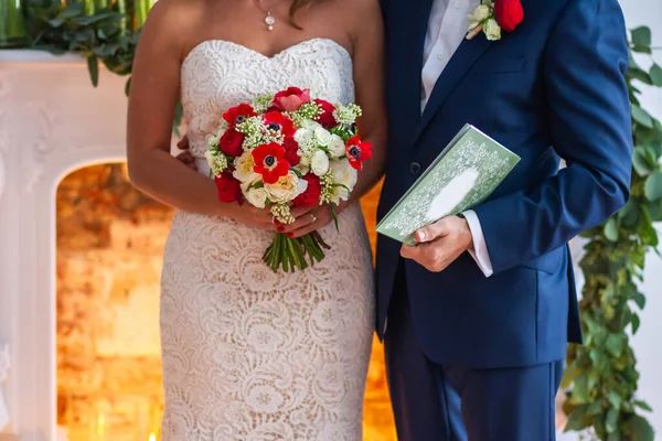 Bride Wedding Bouquet Groom Ceremony — Zdjęcie stockowe