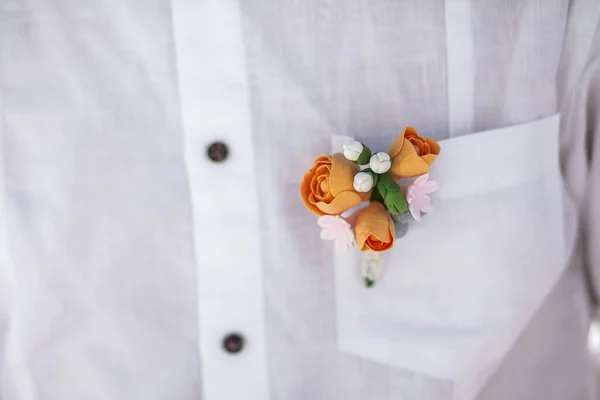 Elegant Wedding Boutonniere Groom Suit —  Fotos de Stock