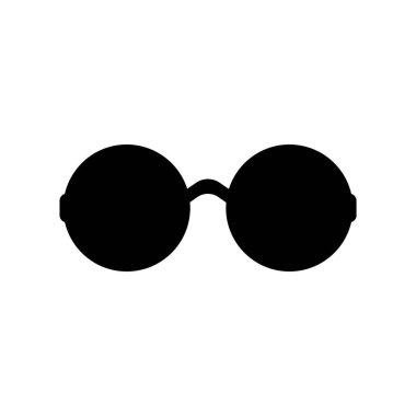 Körler için yuvarlak lensli siyah gözlükler. Beyaz arkaplanda vektör kırpması ve sembol. İzole illüstrasyon. 