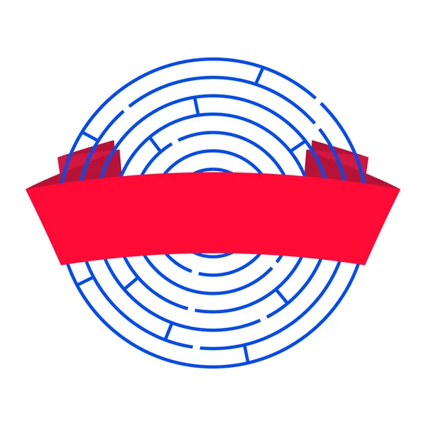 Sancak şeridi ve dairesel şekilli labirent. Labirent gibi. Düzenlenebilir şablon. Beyaz arkaplanda Clipart ve illüstrasyon.
