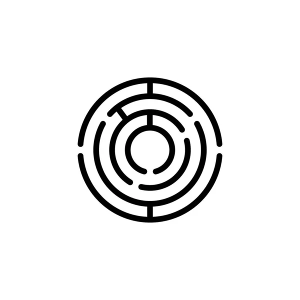 Liten Enkel Rund Form Labyrint Ikon Och Logotyp Rund Labyrint — Stock vektor