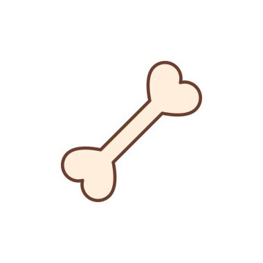 Kemik ikonu. Vektör klipsi. İzole bir illüstrasyon ve beyaz arka plan. Hayvanların, köpeklerin, sağlığın, vitaminlerin ve diğer kullanımların tasarımı için elementler.