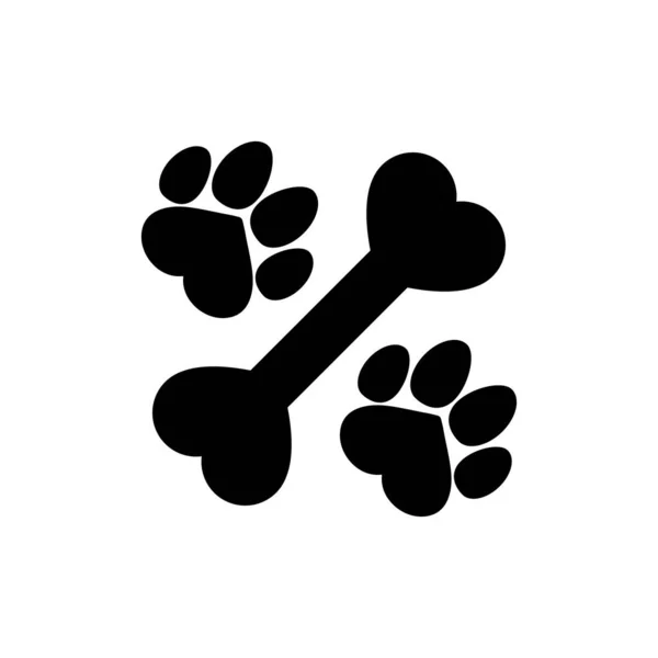 Symbol Und Logo Aus Hundeknochen Mit Pfote Pfotenabdruck Pfotenabdruck Fußabdruck — Stockvektor