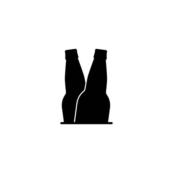 Double Beer Icon Two Beer Bottles Together Editable Isolated Vector — Stock Vector