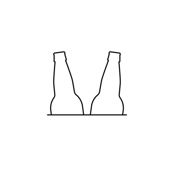 Icono Cerveza Doble Dos Botellas Cerveza Juntas Ilustración Vectores Lineales — Vector de stock