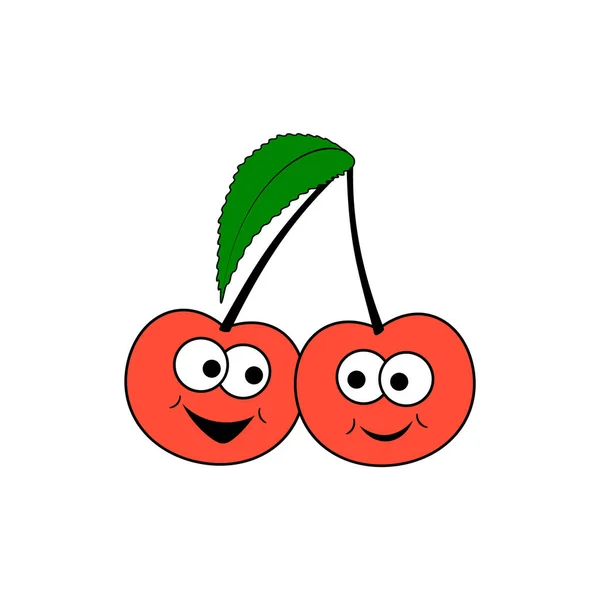 Deux Cerises Dessin Animé Avec Des Visages Jolis Fruits Sucrés — Image vectorielle