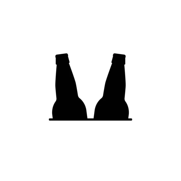 Icono Cerveza Doble Dos Botellas Cerveza Juntas Ilustración Vectorial Aislada — Vector de stock