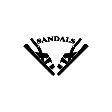 Sandals logo tasarımı. Yan görüş. Çift ayakkabı sembolü. Vektör ögesi ve beyaz arkaplan üzerine çizim.