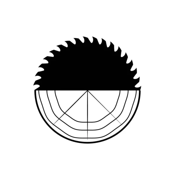 Trä Stock Och Cirkulär Såg Logotyp Vektor För Snickeri Träslöjd — Stock vektor