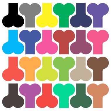 Renkli kemikler. Beyaz arkaplan üzerinde izole vektör clipart ve illüstrasyon.