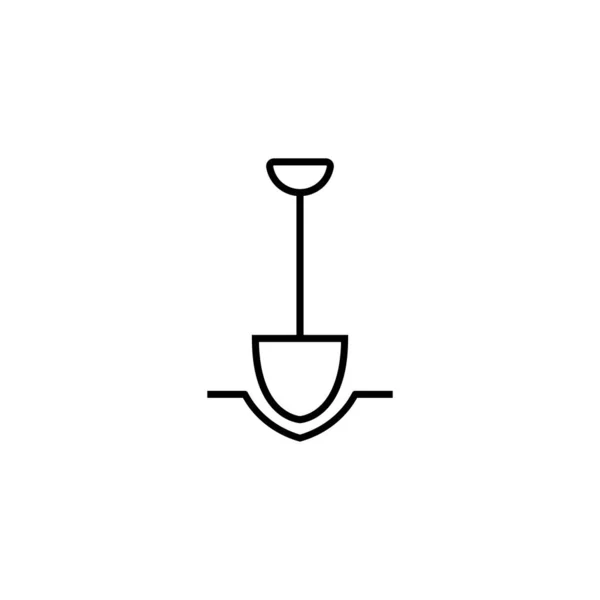 Значок Копання Грунту Лопатою Стилі Лінії Проста Контурна Векторна Ілюстрація — стоковий вектор
