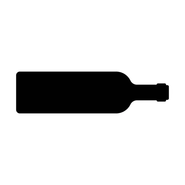 Wine Bottle Lying Side Horizontal Position Vector Illustration Black Silhouette — Stock Vector