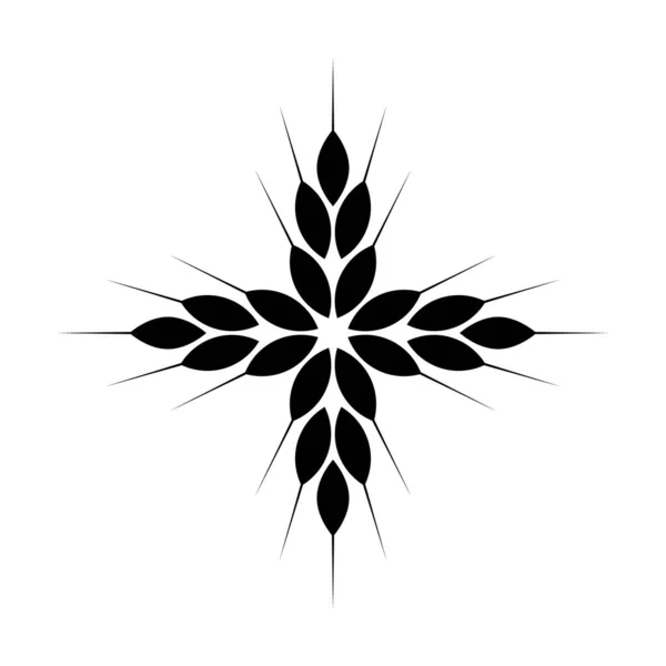 Wheat Ears Ornament Pattern Vector Illustration Black Silhouette White Background — стоковый вектор