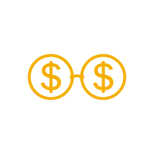 Gouden Bril Met Dollarsymbool Vector Teken Pictogram Illustratie — Stockvector
