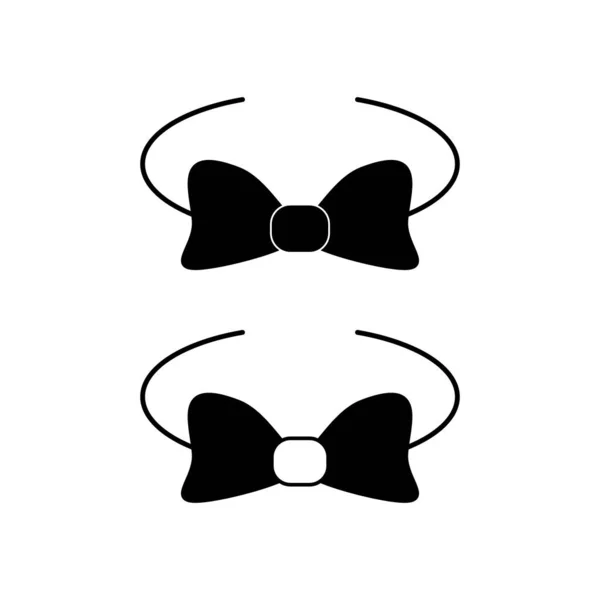 Bandeau Bandeau Avec Ruban Papillon Icône Vectorielle Illustration Ornement Cheveux — Image vectorielle