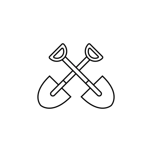 两个交叉的黑桃图标和标志 简单倾斜矢量符号的线条风格 因白人背景而被隔离 — 图库矢量图片
