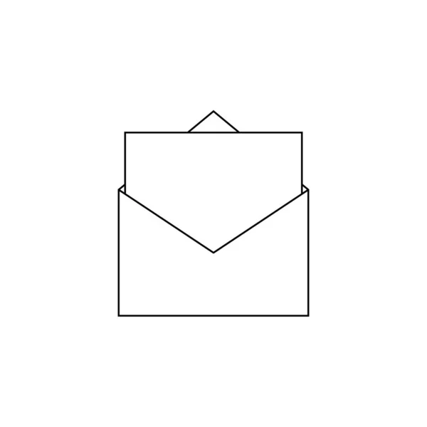 Open Mail Envelope Letter Black White Vector Icon Isolated Outline — Stock Vector