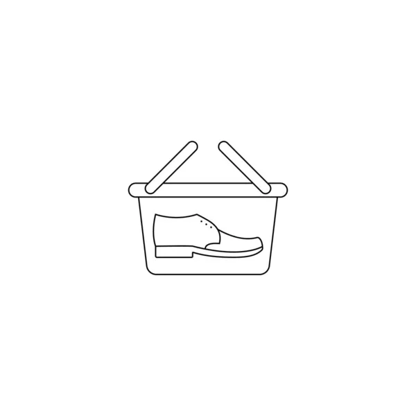 Ikona Koszyka Zakupów Butem Plastikowy Koszyk Uchwytem Symbolem Obuwia Ilustracja — Wektor stockowy