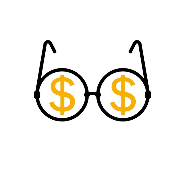 Gafas Redondas Con Símbolo Del Dólar Oro Ilustración Del Icono — Archivo Imágenes Vectoriales