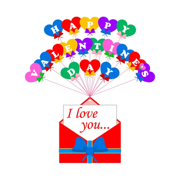 Днем Святого Валентина Векторный Праздничный Шаблон Воздушными Сердцами Люблю Тебя — стоковый вектор