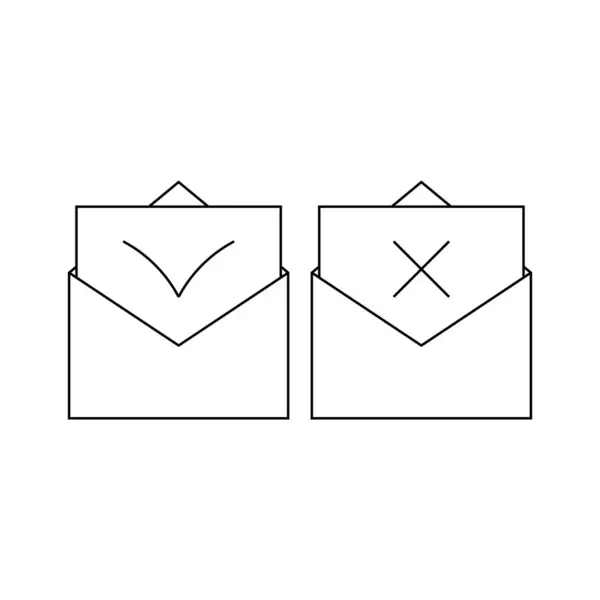Otevřené Poštovní Obálky Písmenem Uvnitř Značkou Křížkem Vektorové Editovatelné Ikony — Stockový vektor