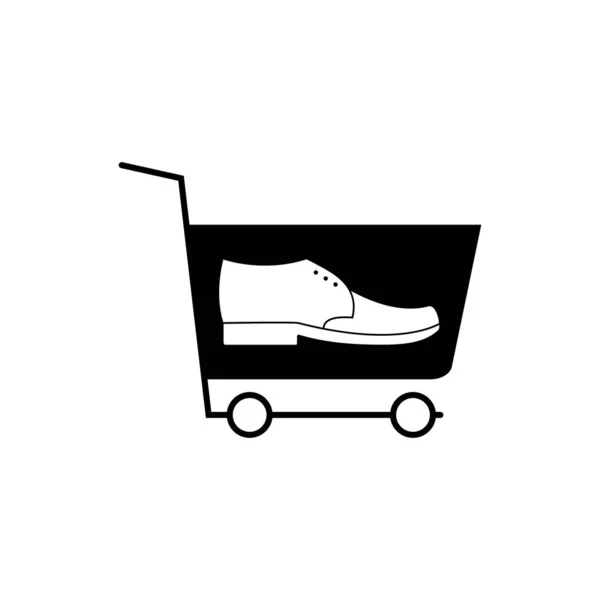 Icono Carrito Compras Con Zapato Carro Tienda Con Símbolo Calzado — Vector de stock