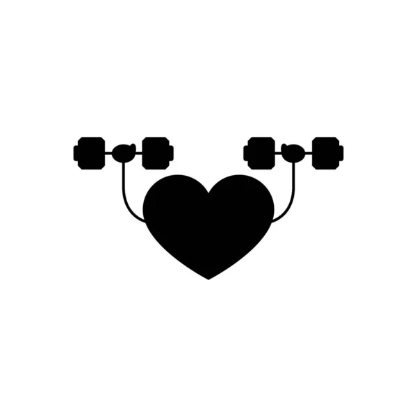 Icono Del Corazón Sosteniendo Una Mancuerna Vector Símbolo Del Corazón — Archivo Imágenes Vectoriales