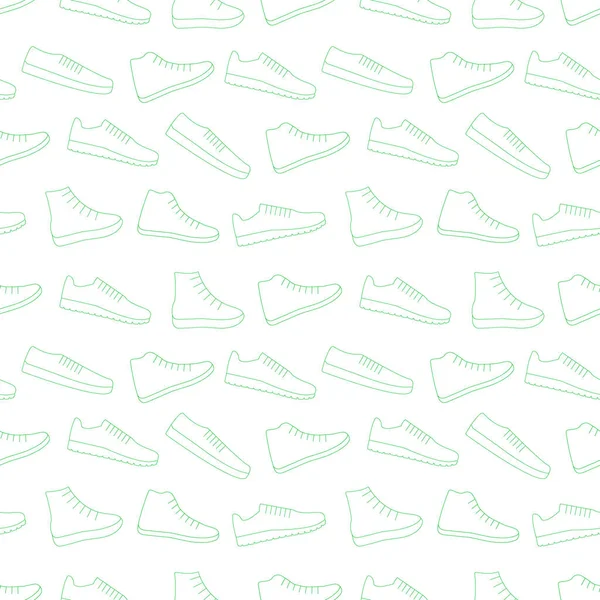 Grüne Turnschuhe Schuhe Vektor Hintergrund Nahtlos Wiederholen Muster Männer Und — Stockvektor