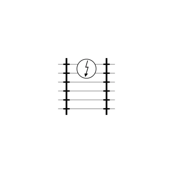 Elektrisch Hekpictogram Met Hoogspanningsbord Geïsoleerde Vectorillustratie Witte Achtergrond — Stockvector