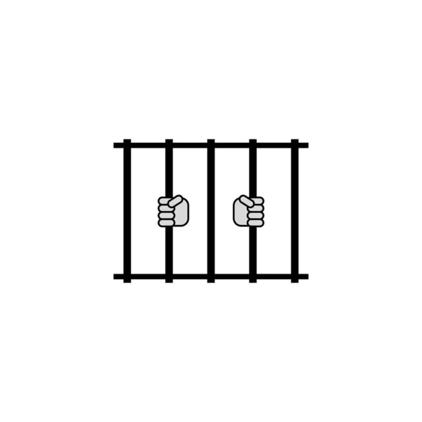 Een Icoon Gevangenis Gevangene Handen Die Tralies Vasthouden Geïsoleerde Vectorillustratie — Stockvector