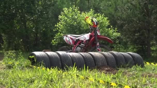 Motocross Road Och Skogen Extrema Sporter Sport Motorcyklar Barn Som — Stockvideo