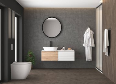 siyah ve beyaz banyo