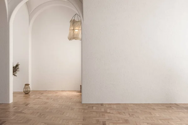 Contemporary empty home interior, cozy style. Minimalist Mid Century concept. 3d rendering