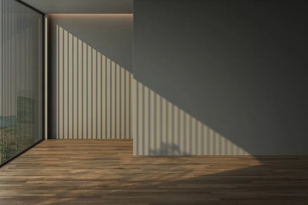 Rendering Dark Home Interior Furniture Minimalist Design Large Window Gray — Stock Photo, Image