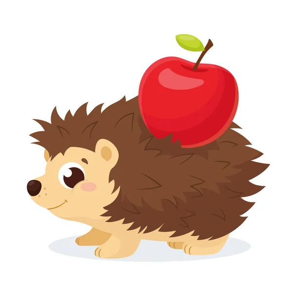 귀엽고 Hedgehog 사과를 스러운 고슴도치 — 스톡 벡터