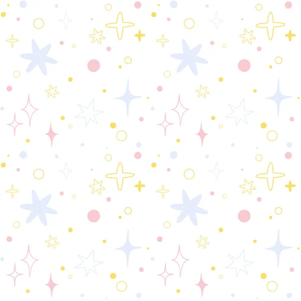 Seamless Vector Texture Pattern White Background Colorful Stars Fashionable Print — Stock Vector