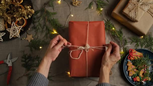 Christmas gift wrapping. — Stock Footage Christmas gift wrapping. Royalty Free Stock Footage