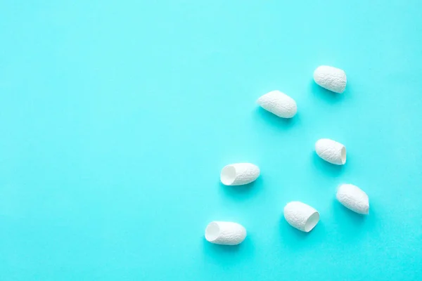Fehér szerves selyemhernyó selyemgubó szépségápoláshoz — Stock Fotó