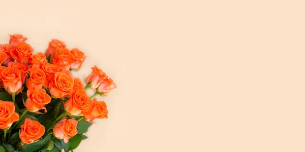 Bouquet Roses Orange Espace Vide Pour Votre Texte Concentration Sélective — Photo