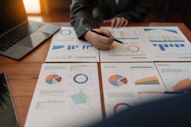 Success business team. Business data dashboard analysis by brainstorming.