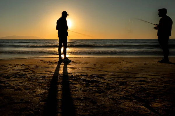 帕穆卡克海滩上的沿海渔民在日落时长期暴露在阳光下 — 图库照片