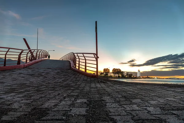 Закат Велоспорт Мосту Барис Манко — стоковое фото