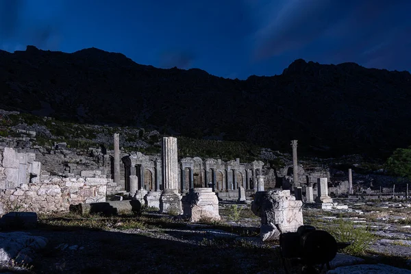 Estrela Noite Forma Leitosa Sessão Fotos Antiga Cidade Sagalassos — Fotografia de Stock