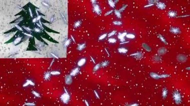 Noel ve Yeni Yıl için bayrak sallayan ve kar yağışı döngüsü arka planı, döngü