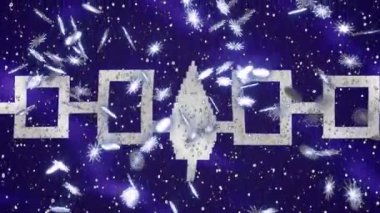 Noel ve Yeni Yıl için Iroquois Konfederasyonu Haudenosaunee bayrak sallıyor ve kar yağışı döngüsü arka planı, döngü