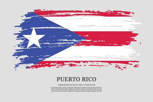 Puerto Rico Vlajka Efektem Tahu Štětcem Informační Textový Plakát Vektorové — Stockový vektor