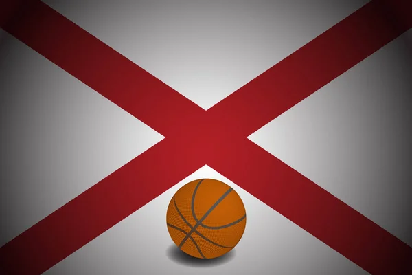 Bandeira Alabama Com Bola Basquete Realista Vetor — Vetor de Stock