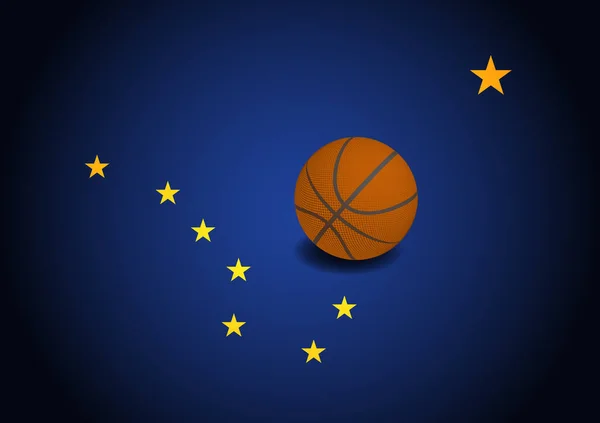 Alaska Flagge Mit Realistischem Basketballball Vektor — Stockvektor