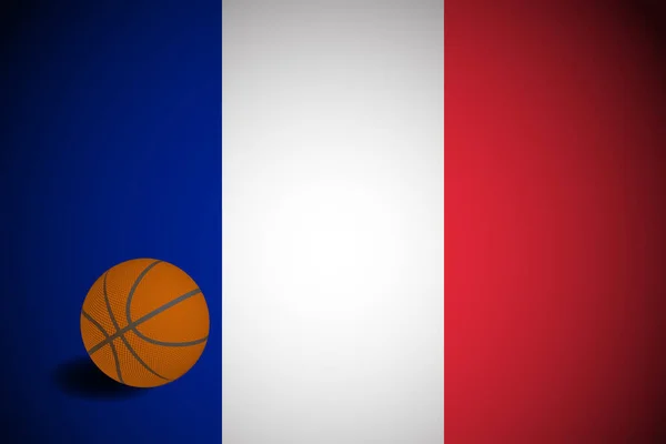 Bandera Francia Con Pelota Baloncesto Realista Vector — Archivo Imágenes Vectoriales